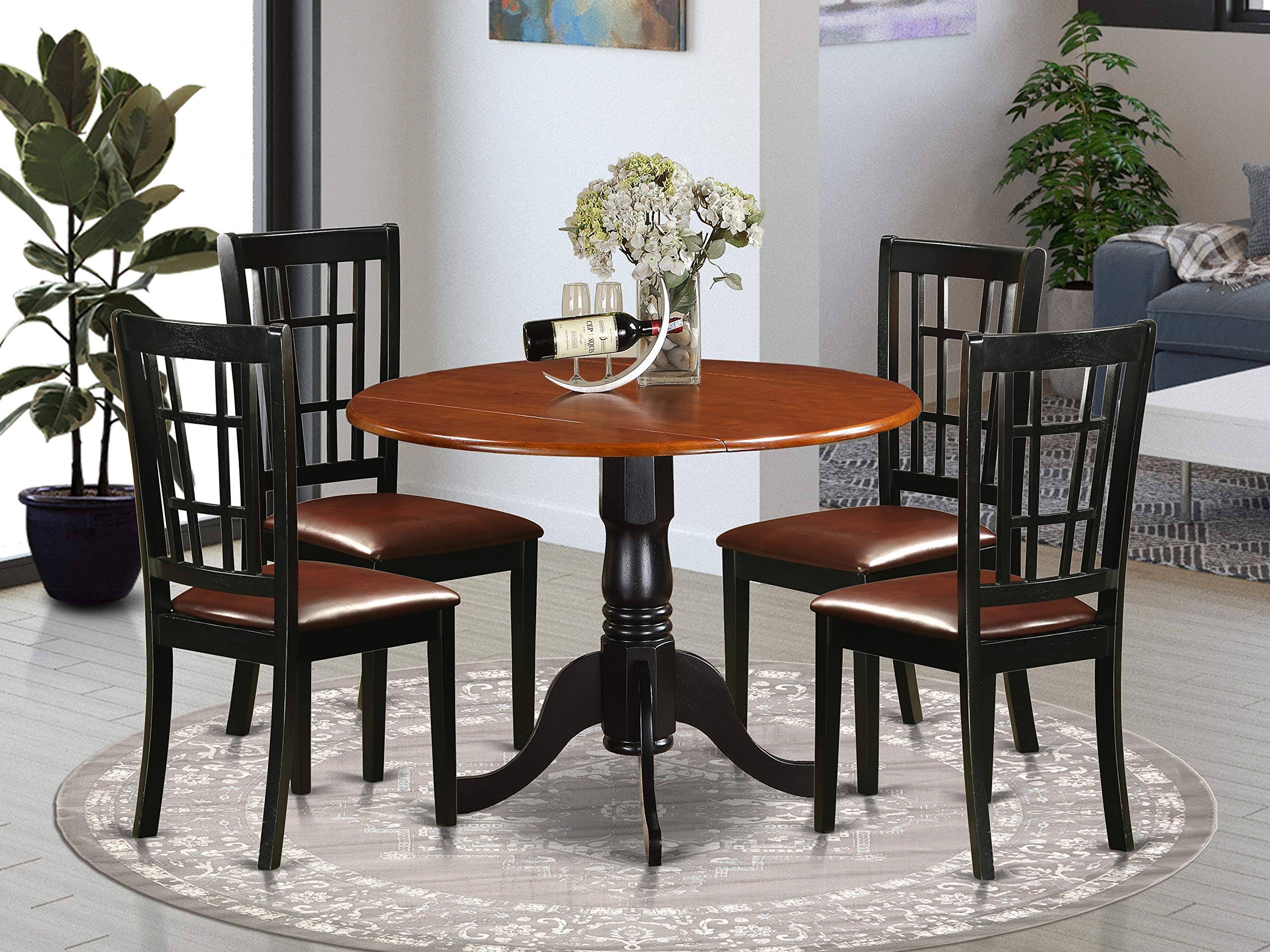 West Furniture DLNI5 BCH LC 5 Piece Dining Table and 4 Solid Wood Kitchen Chairs Dublin