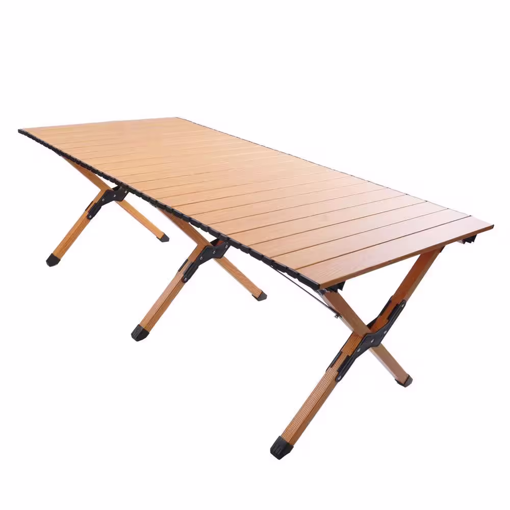 Yellow Aluminium Alloy Outdoor Picnic Table with Folding Solid X shaped Frame and