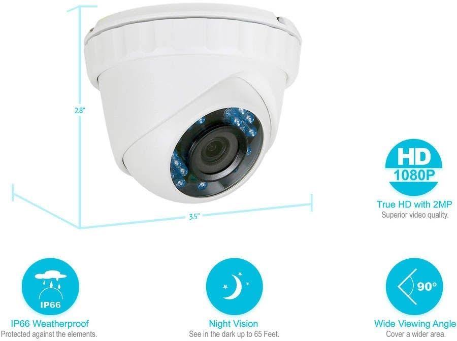 1080p HD 4 Security Cameras 4CH Home Video Security Camera System w/1TB HDD 2MP Night Vision CCTV Surveillance