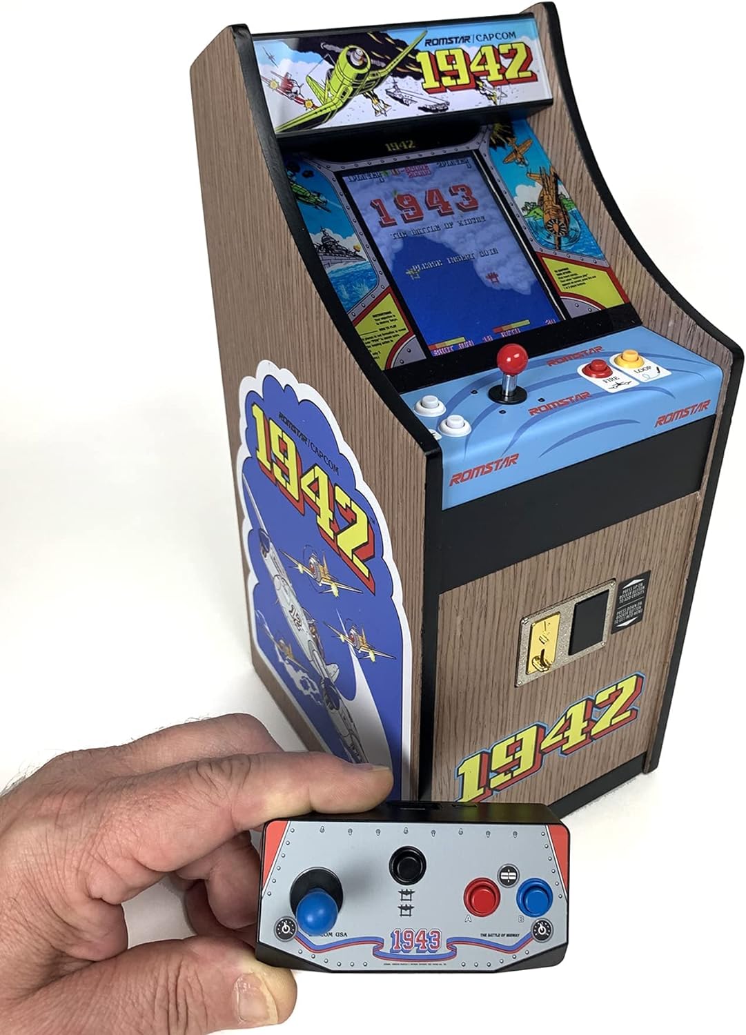 Wave Toys 1942 x RepliCade Playable Video Game Arcade 10.4 Inch Lowboy Cabinet with Bonus 1943 Mini Arcade