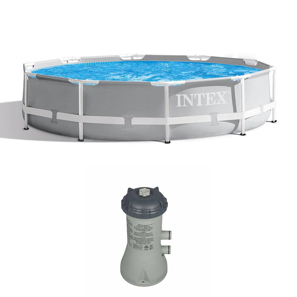 10 ft. Round 30 in. D Metal Frame Above Ground Swimming Pool with Cartridge Filter Pump