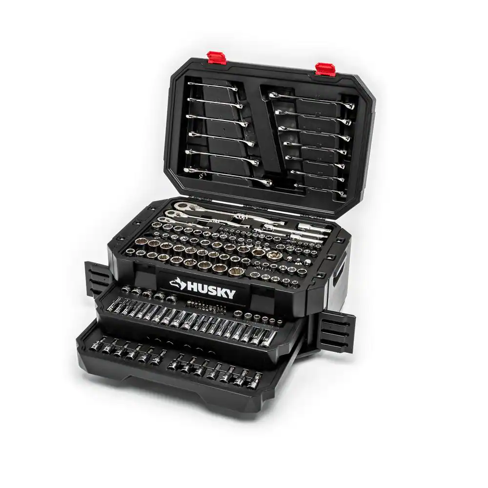 1/4 in. 3/8 in. and 1/2 in. 72 Tooth Ratchet Mechanics Tool Set with Chest