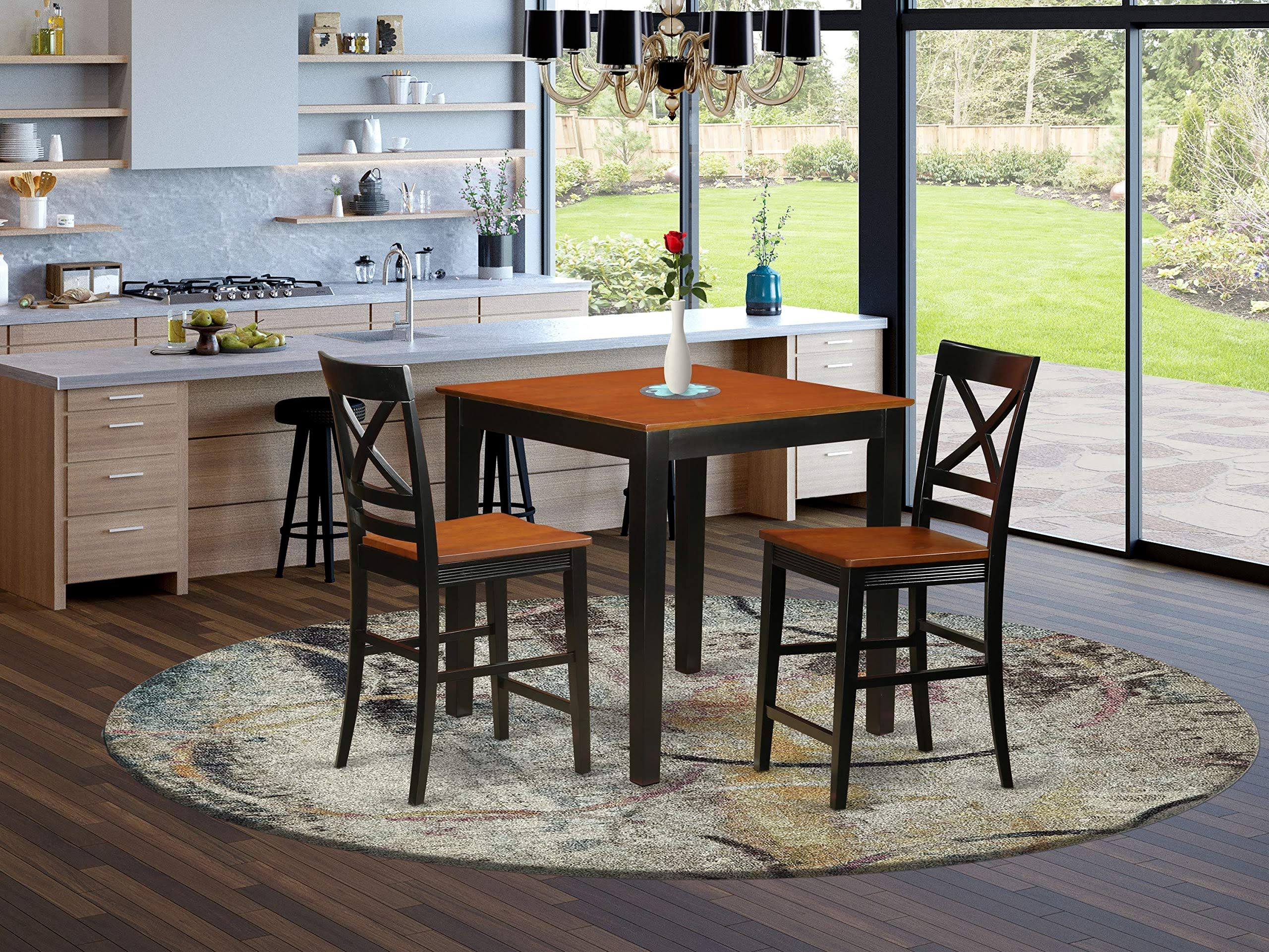 West Furniture 3 PC Pub Table Set Kitchen Dinette Table and 2 Counter Height Dining