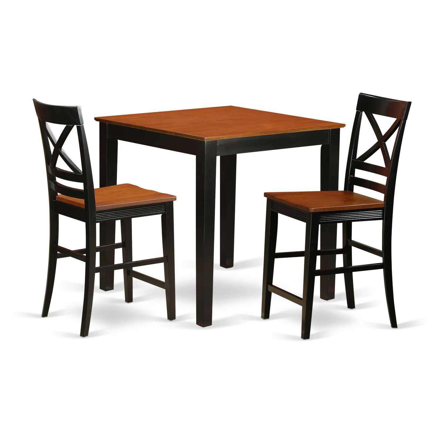 West Furniture 3 PC Pub Table Set Kitchen Dinette Table and 2 Counter Height Dining