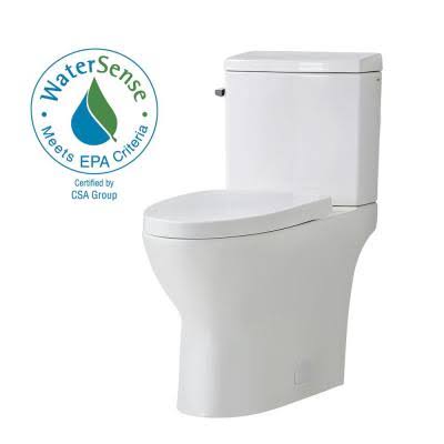 Bay Caspian 2 Piece 1.1/1.6 GPF Dual Flush Elongated Toilet in White Seat Included