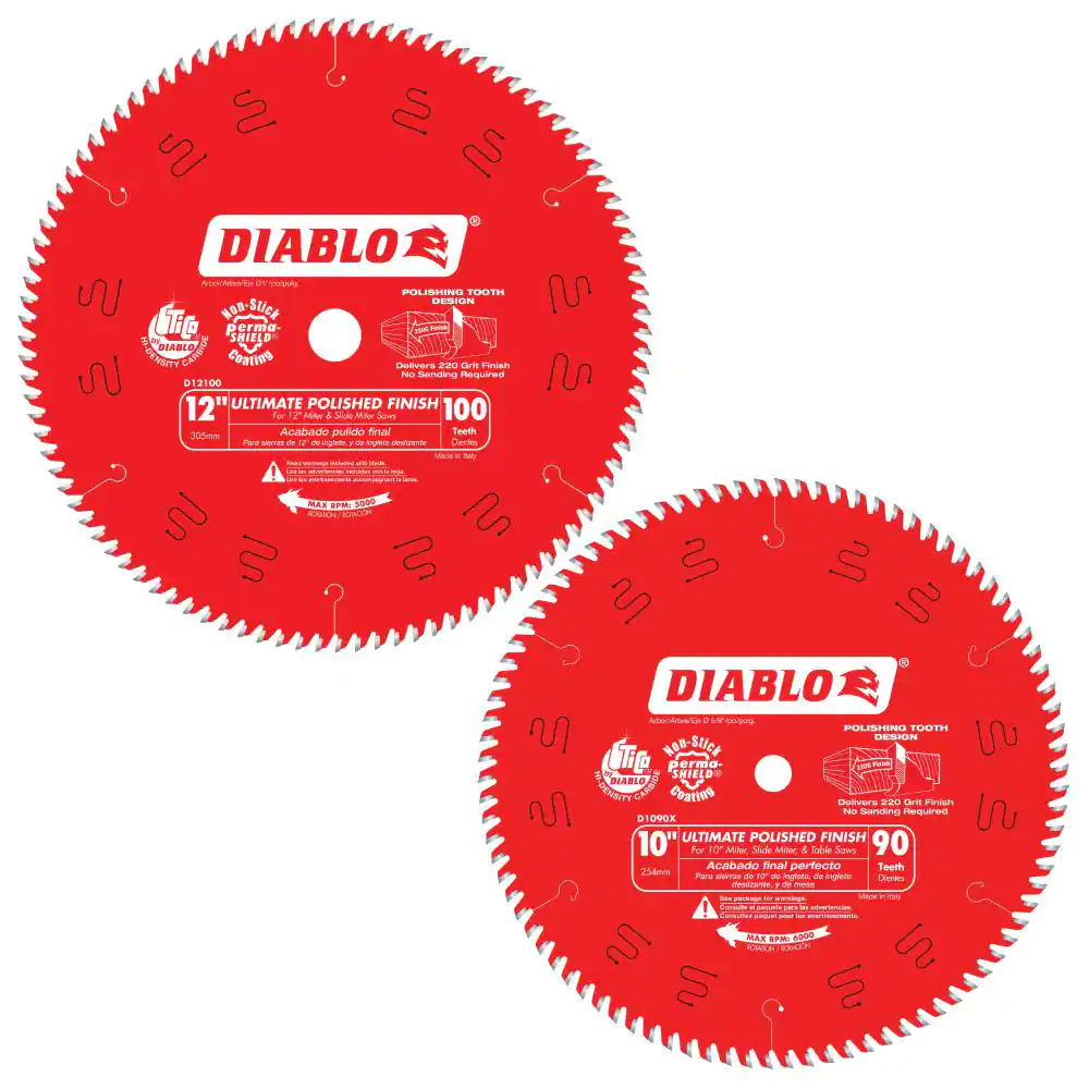 10 in. x 90 Tooth and 12 in. x 100 Tooth Ultimate Polished Circular Saw Blades