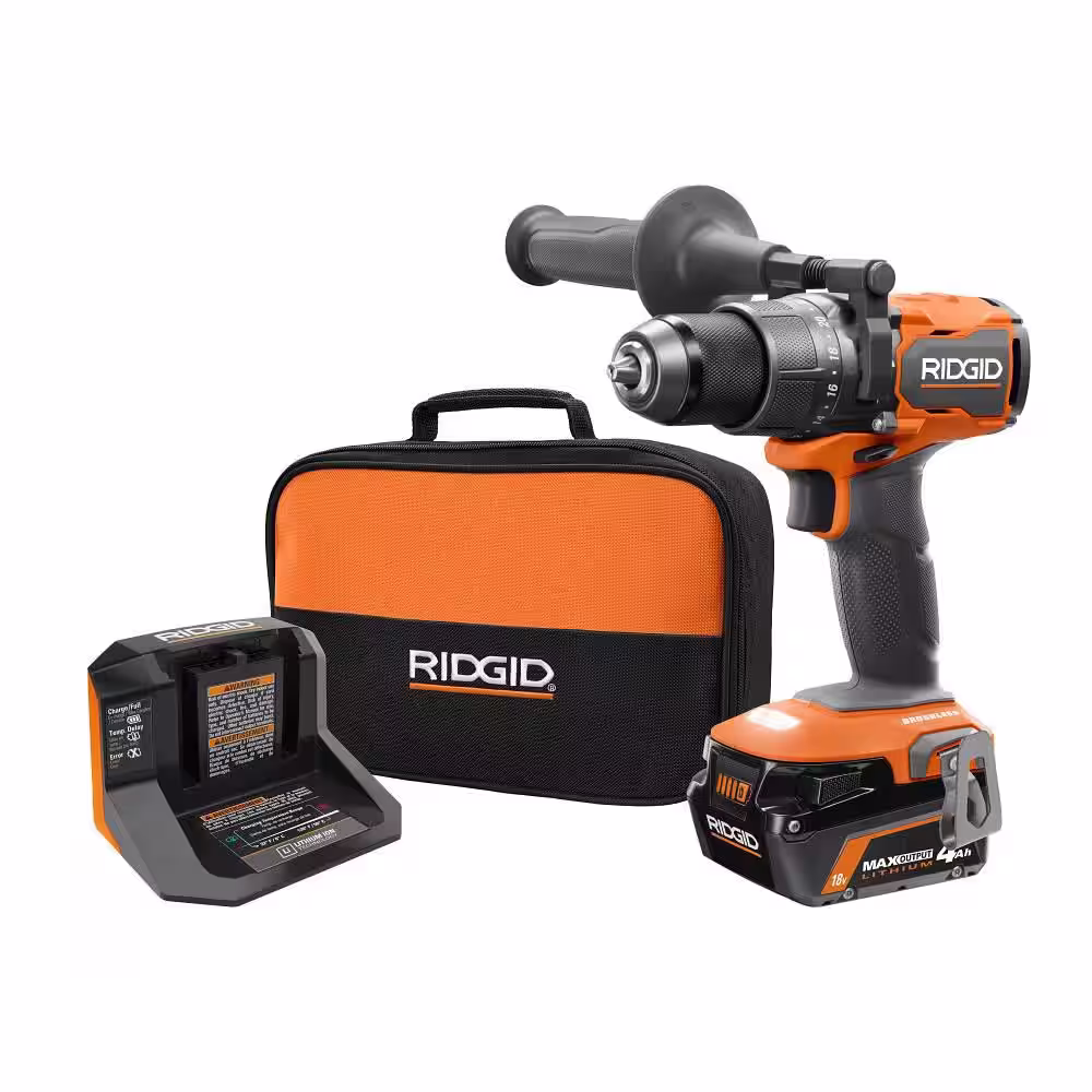 18V Brushless Cordless 1/2 in. Hammer Drill/Driver Kit with 4.0 Ah MAX Output Battery 18V Charger and Tool