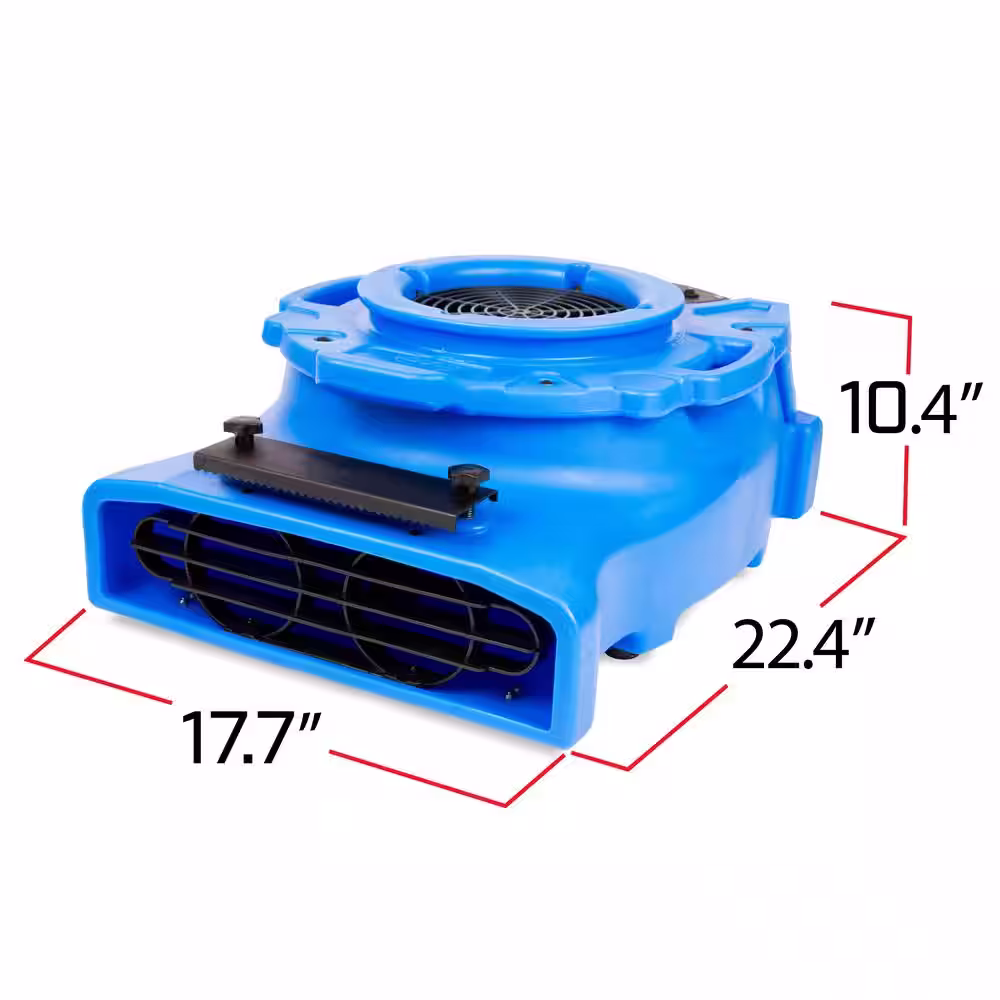 1/4 HP Low Profile Blue Air Mover Blower Fan for Water Damage Restoration Carpet Dryer