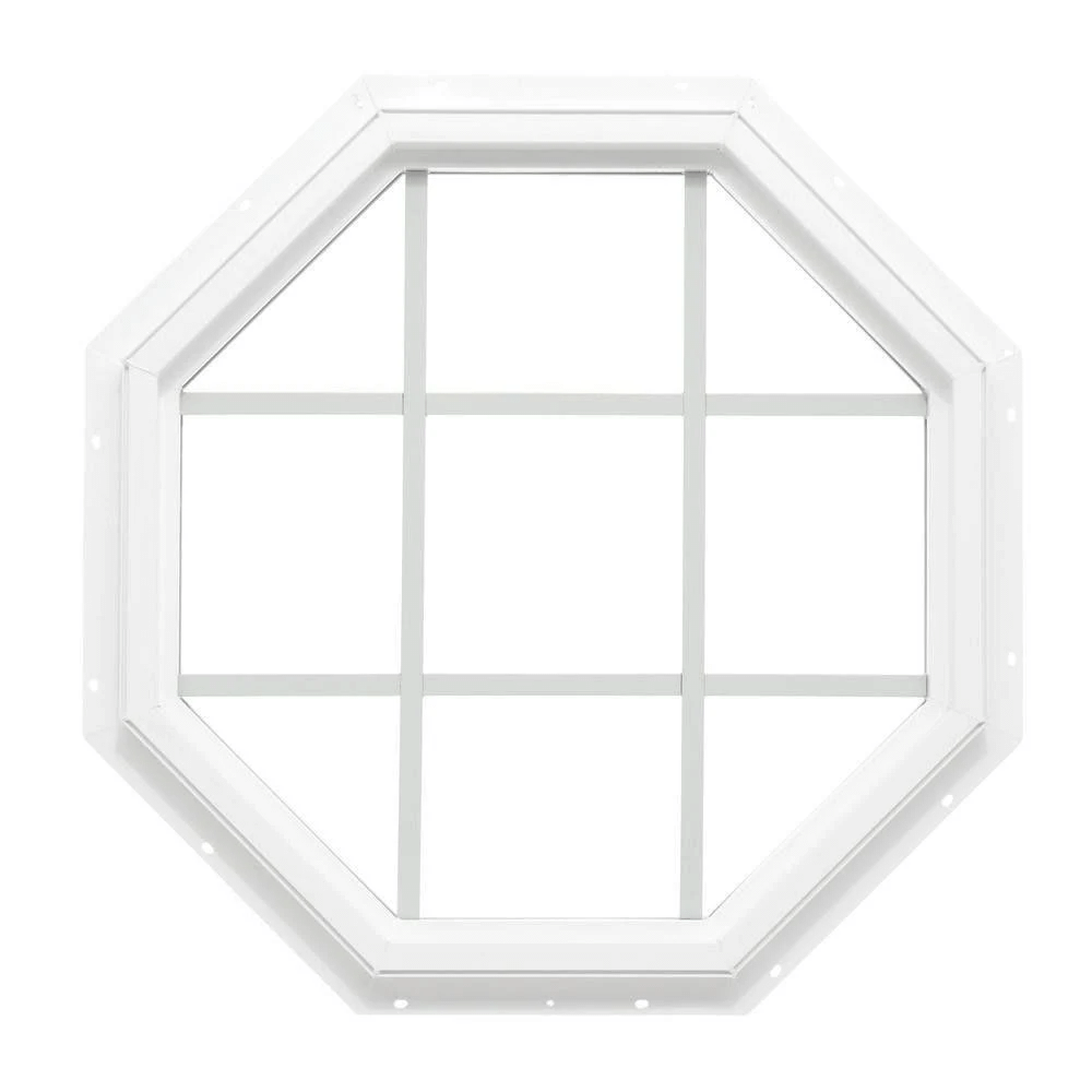 Windows 22.25 in. x 22.25 in. Fixed Octagon Geometric Vinyl Window with Grids