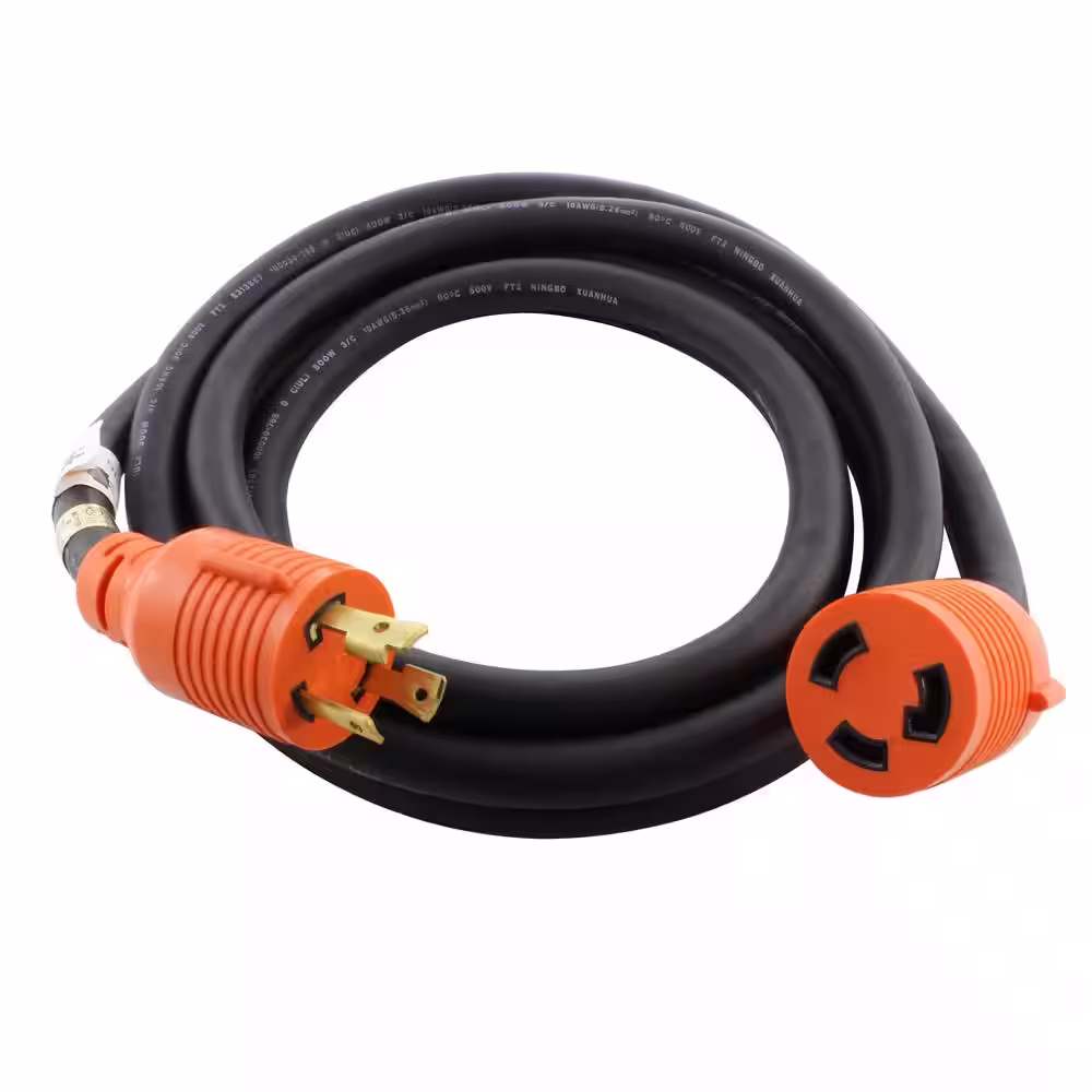 WORKS 25 ft. Soow 10/3 3 Prong Nema L5 30 125 Volt 30 Amp Generator Rubber Extension