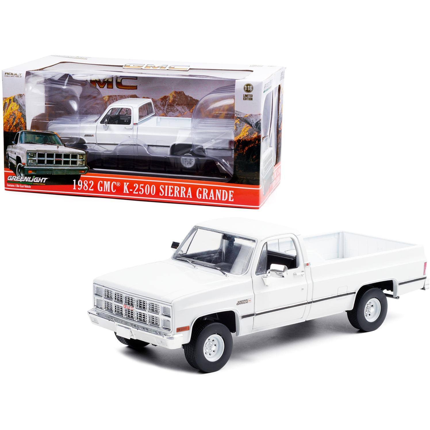 GMC K 2500 Sierra Grande Wideside Pickup Truck White 1/18 Diecast Model Car by