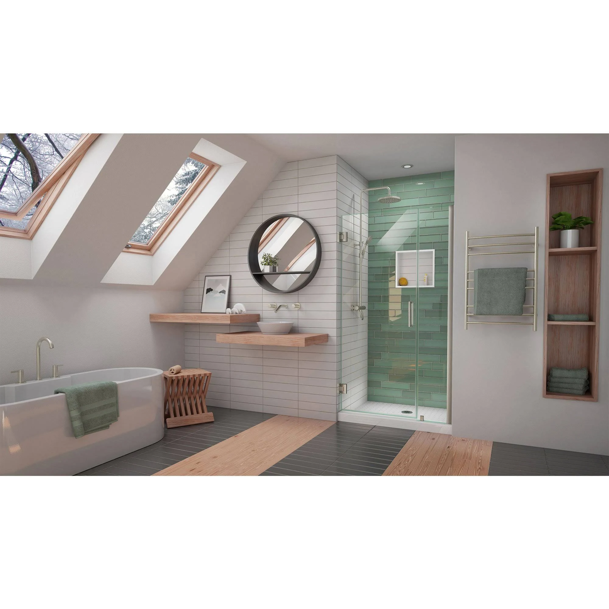 SHDR 2040722 04 Unidoor LS 40 41x22W x 72x22H Frameless Hinged Shower Door in Brushed