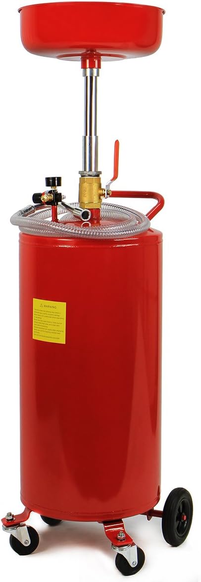 Shop 20 Gallon Portable Waste Oil Drain Tank Air Operated Drainage Adjustable Funnel Height with Wheel
