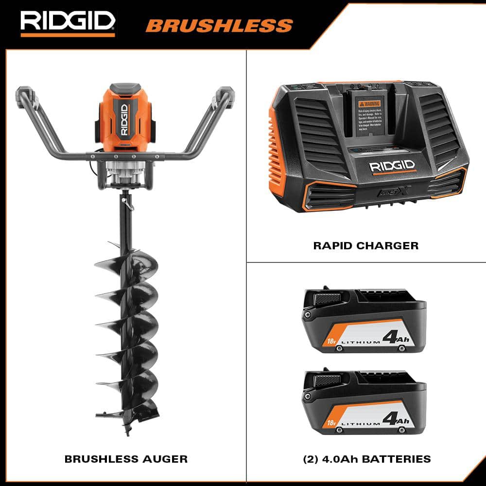 18 Volt Earth Auger with 8 in. Bit and (2) 4.0 Ah Batteries and Charger