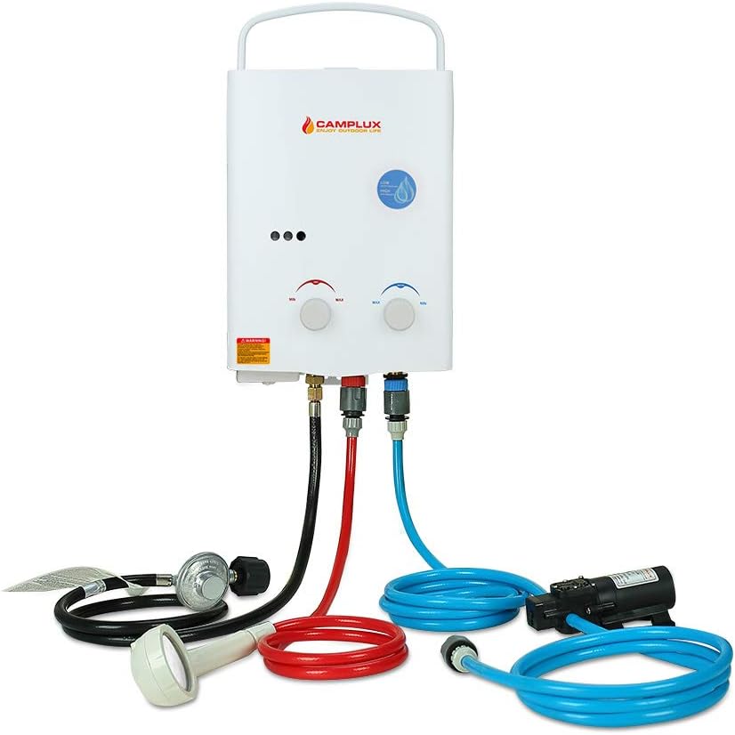 1.32 GPM Outdoor Portable Propane Gas Camping Water Heater With 1.2 GPM Water Pump Kits
