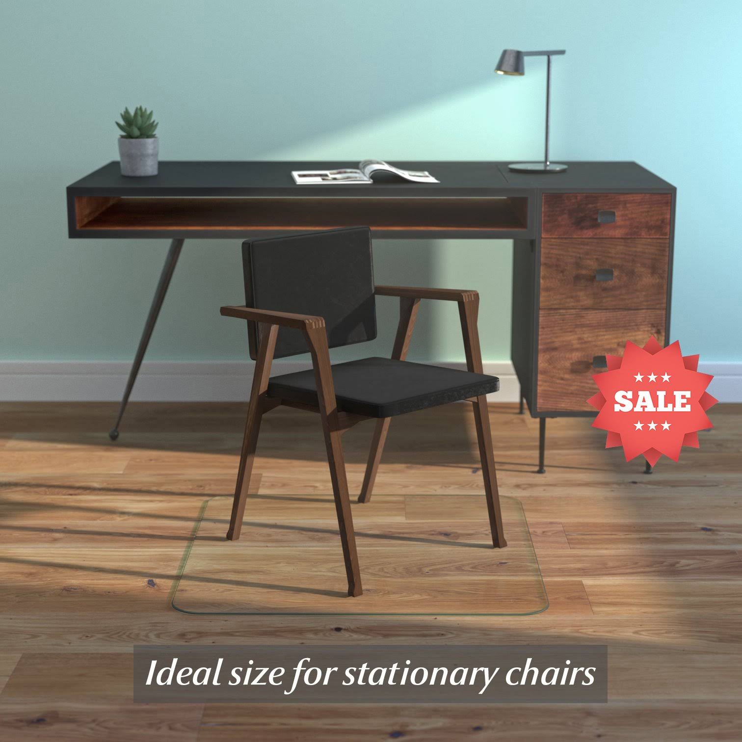 Glass Chair Mat Premium Office Floor Mat Vitrazza 54x22 x 54x22 / Luminoso (Low Iron Ultra