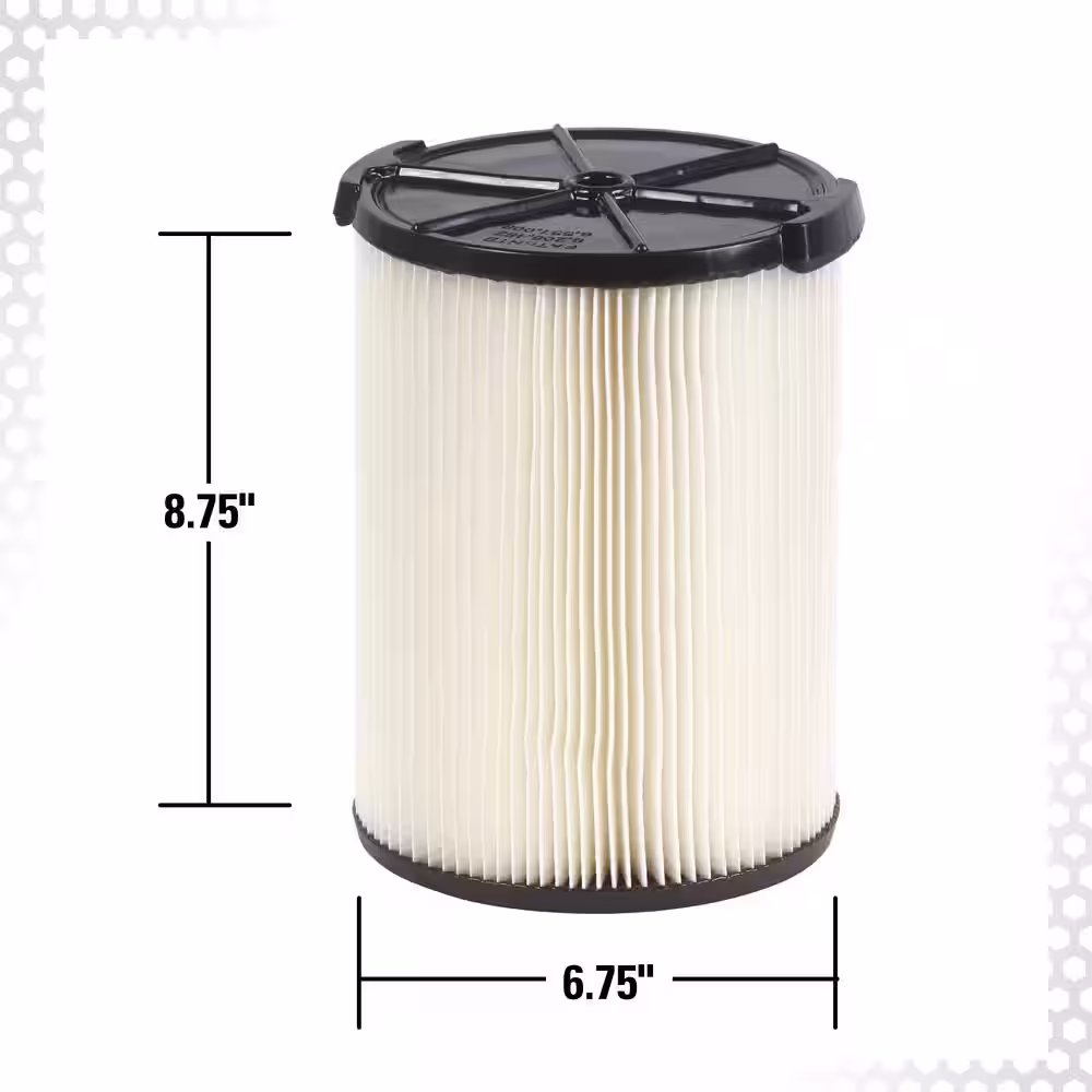 General Debris Pleated Paper Wet/Dry Vac Cartridge Filter for Most 5 Gallon and Larger RIDGID Shop Vacuums