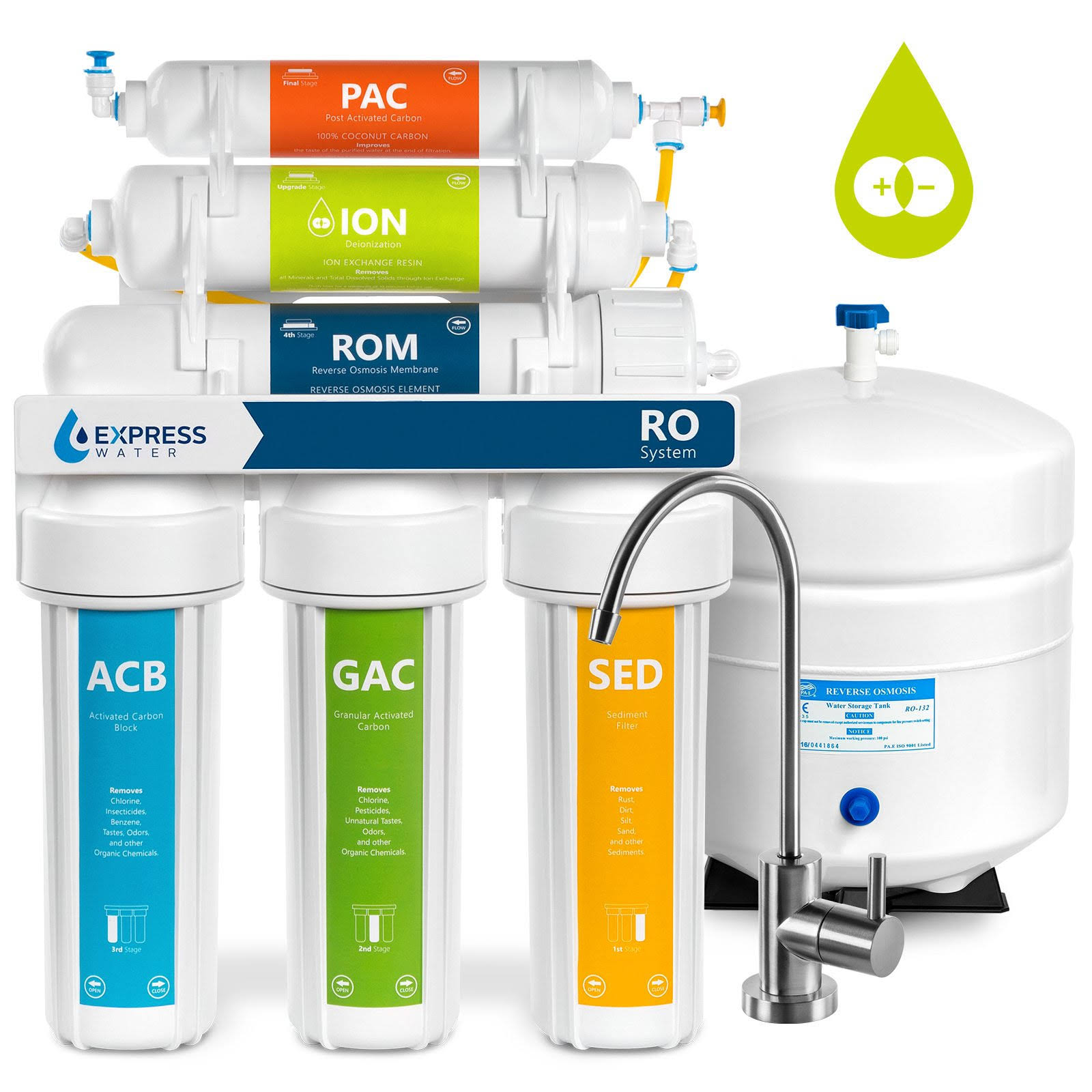 Water 6 Stage Undersink REVERSE Osmosis Water Filter System RO di Deionization Gauge 100 GPD