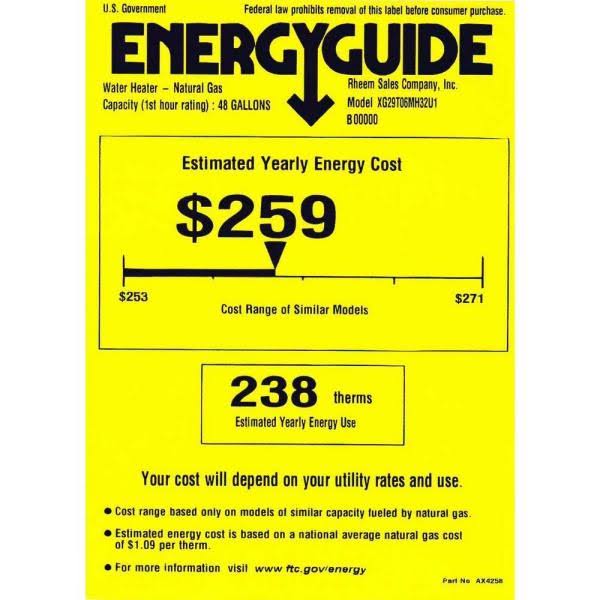 XG29T06MH32U1 29 gal. Atmospheric Convertible Natural Gas/LP Water Heater