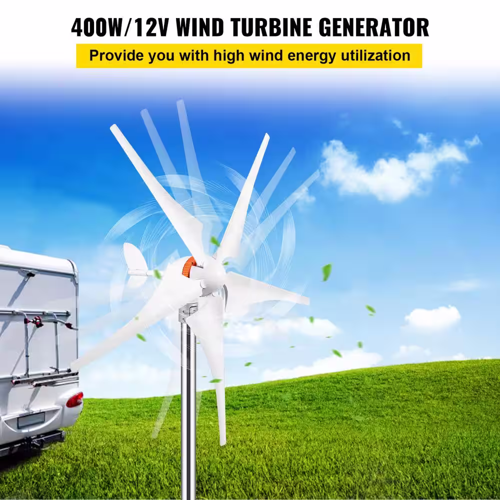 Wind Turbine Generator 400 Watt Auto Adjust Windward Direction 5 Blades Wind Power Generator with MPPT