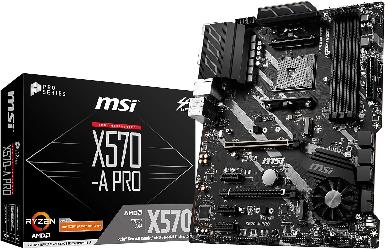 X570 A PRO Motherboard (AMD AM4 DDR4 PCIe 4.0 SATA 6Gb/s M.2 USB 3.2 Gen 2 HDMI ATX)