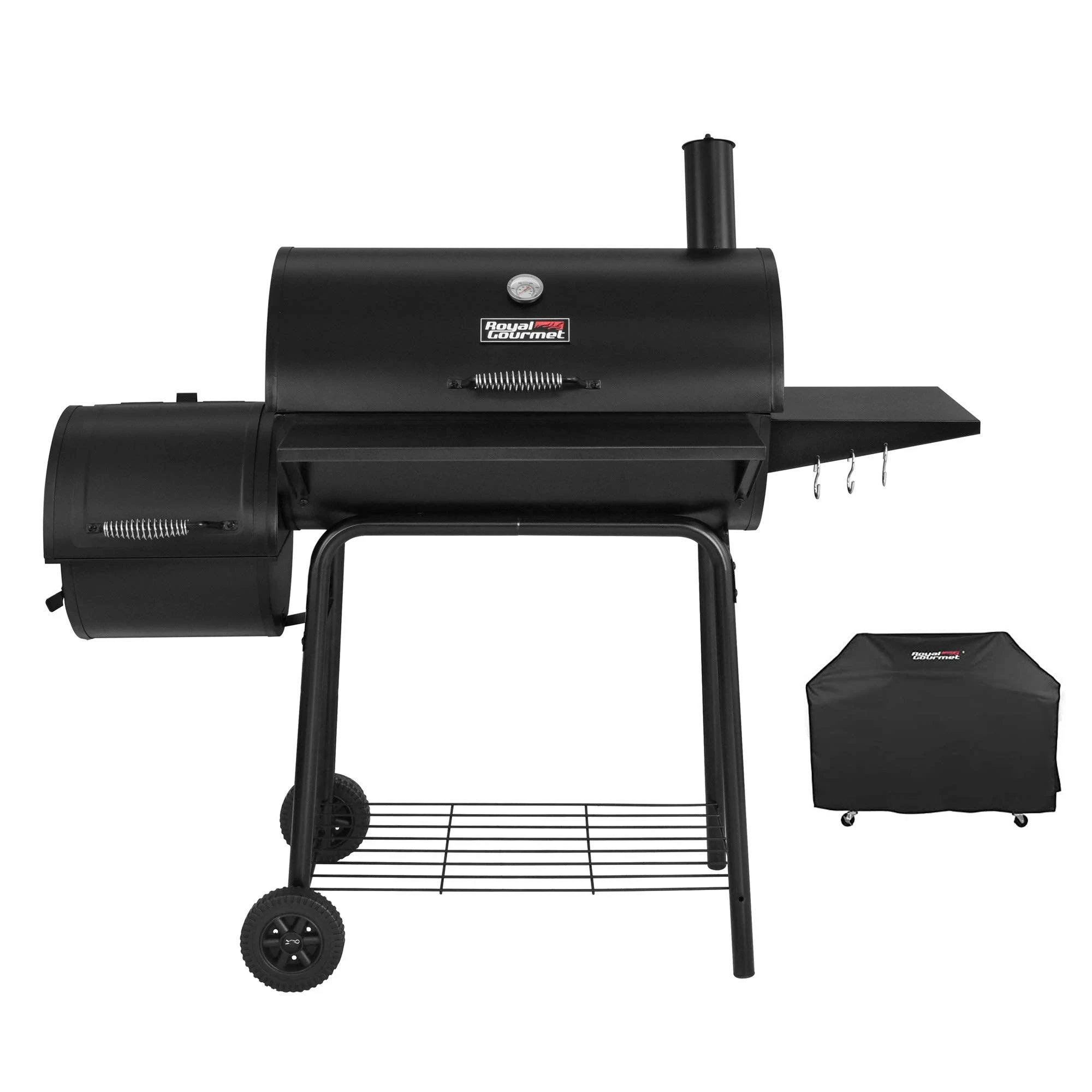 Gourmet CC1830SC Charcoal Grill Offset Smoker with COVER 810 Square Inches Black Outdoor