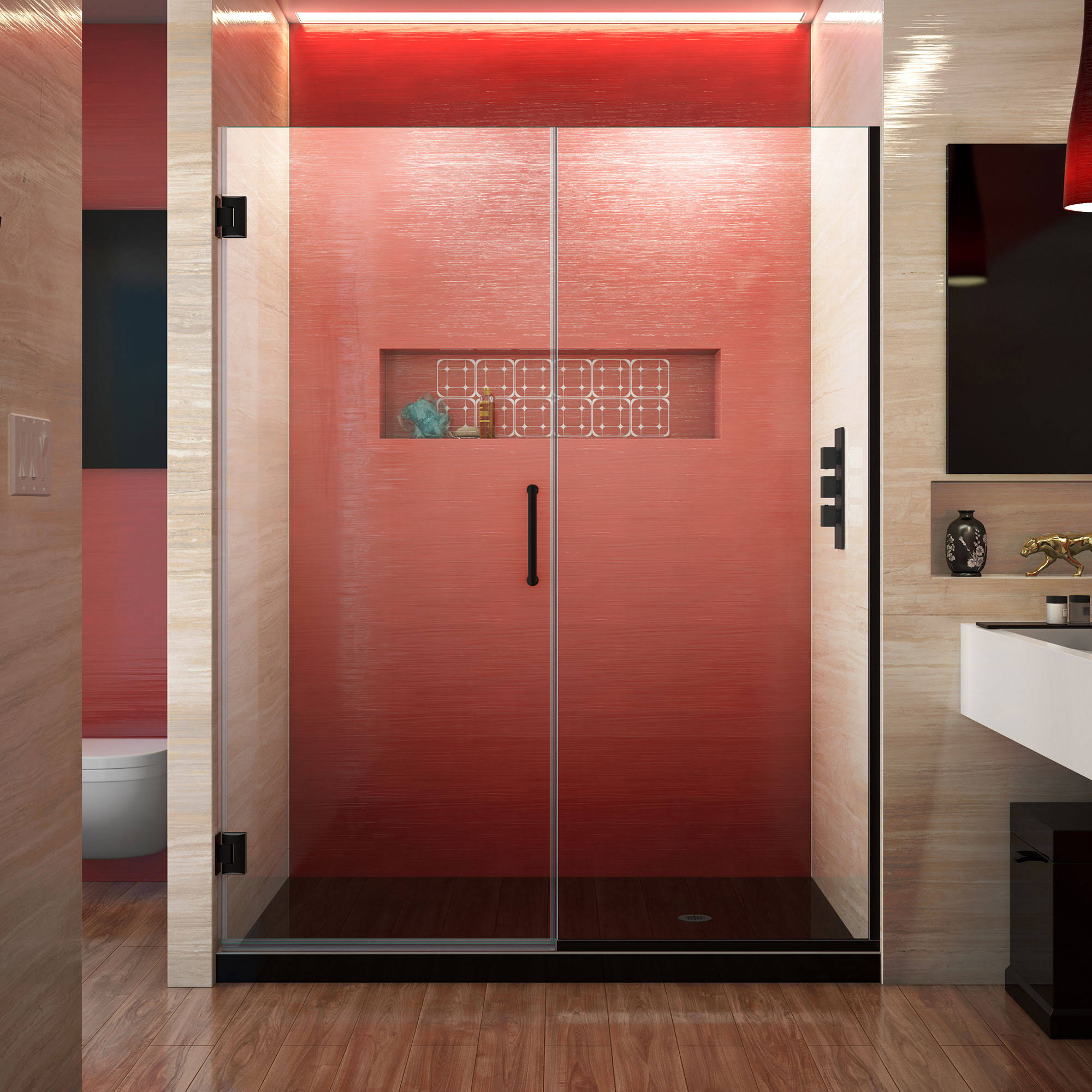 SHDR 245657210 01 Unidoor Plus Hinged Shower DOOR Chrome 56 1/2 to 57x22 x
