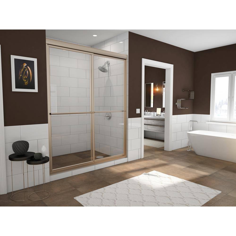 Shower Doors 1660.70 C Newport Series 60x22 x 70x22 Framed Sliding Shower Do Brushed
