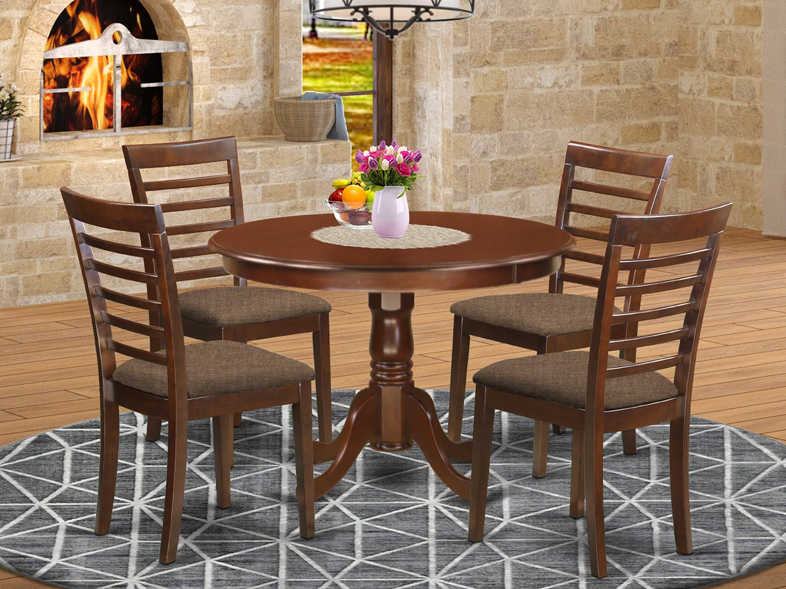 West Furniture HLML5 MAH C 5 PC Set with A Kitchen Table and 4 Kitchen Chairs in
