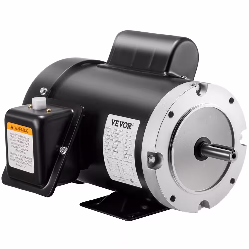 1 Hp Air Compressor Motor 5/8 in. Shaft TEFC Electric Motor 1725 RPM 56C Frame Single Phase AC Motor