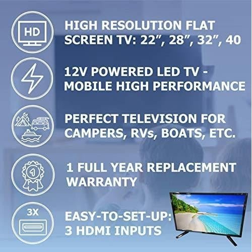 Signal TV Transit 28′′ 12 Volt DC Powered LED Flat Screen HDTV for RV Camper and Mobile