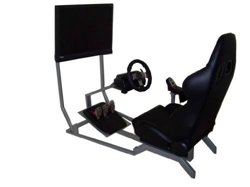 Simulator GT S S104LBK with Real Racing SEAT Driving Simulator Cockpit with Gear Shifter Mount and Single Monitor