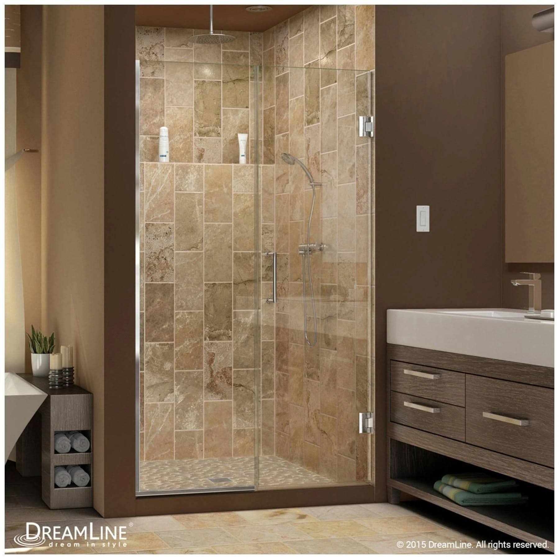 SHDR 245657210 01 Unidoor Plus Hinged Shower DOOR Chrome 56 1/2 to 57x22 x
