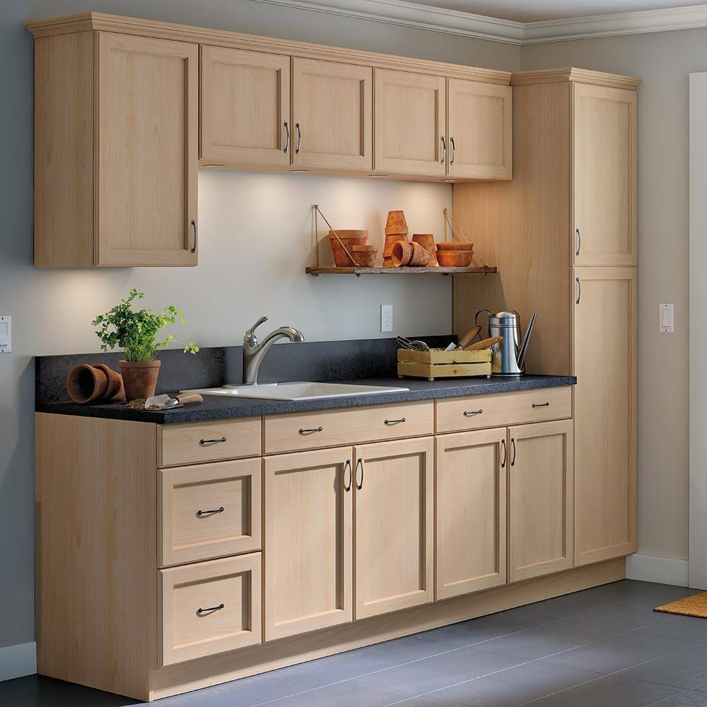 Bay Easthaven Shaker Assembled 30x34.5x24 in. Frameless Base Cabinet with Drawer in Unfinished