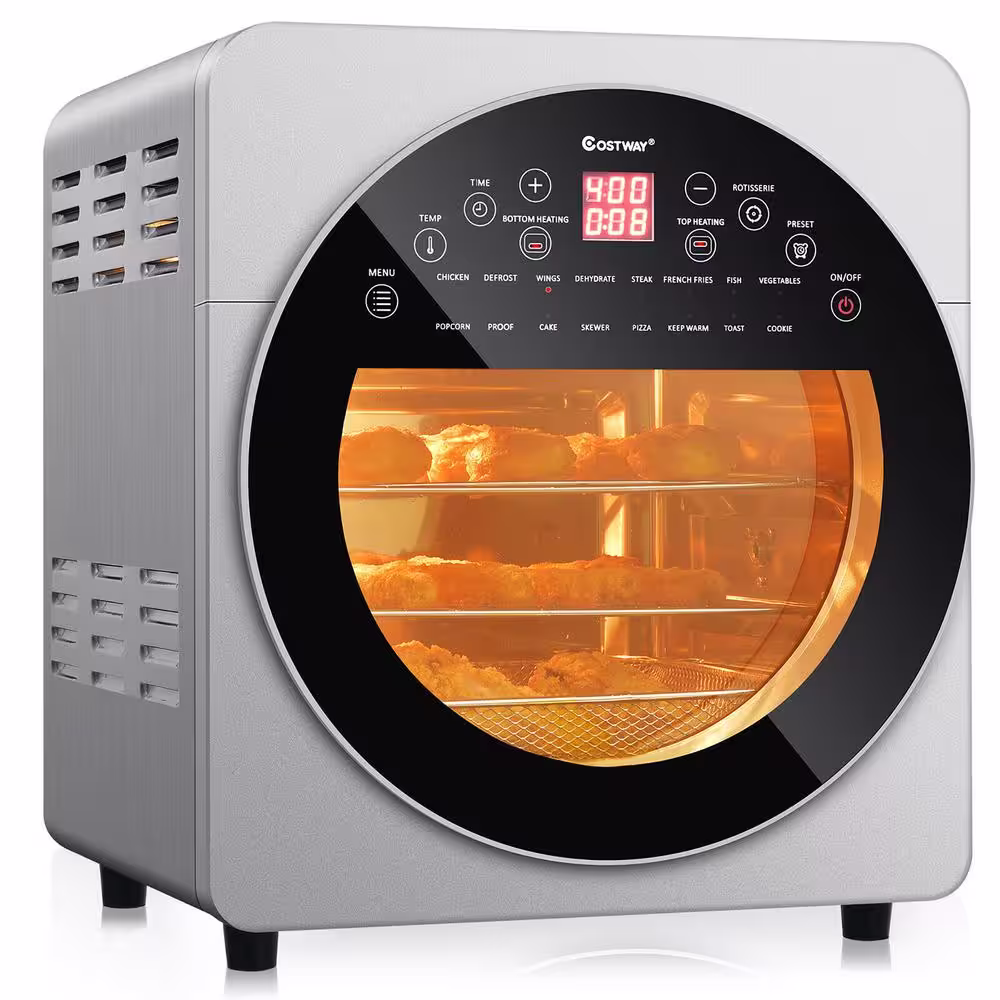 15.5 qt. Silver 16 in 1 Air Fryer Oven Toaster Oven Rotisserie Dehydrator with