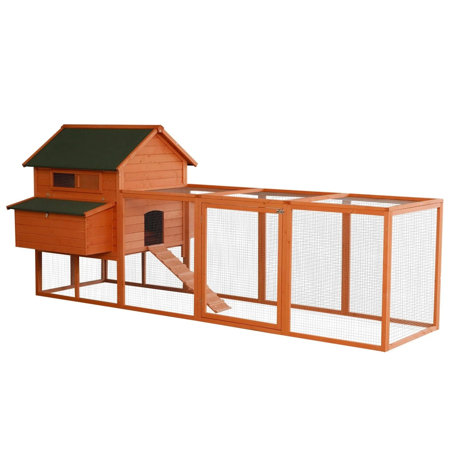 XL Solid Wood Deluxe Outdoor Lockable Chicken Coop Kit with Nesting Box and Run