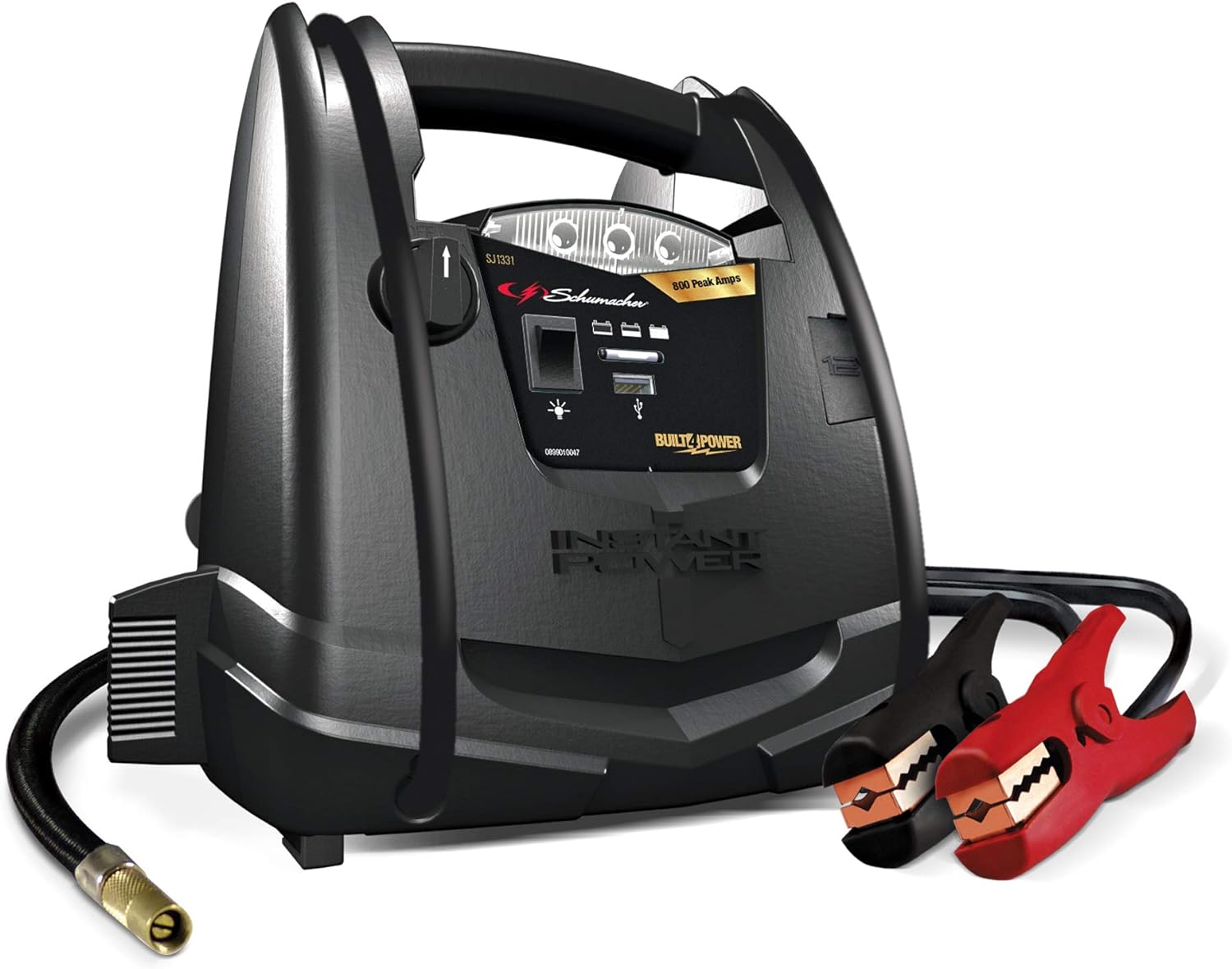 SJ1289 Rechargeable AGM Jump Starter and Portable USB/DC Power Station 1200 Amp with Air Compressor and LED flex