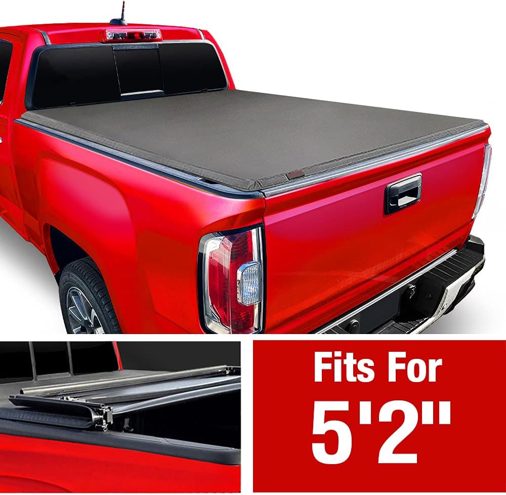 Soft Tri Fold Truck Bed Tonneau Cover Compatible with 2015 2022 Chevy Colorado/GMC Canyon Fleetside 5'2 Bed (61 )