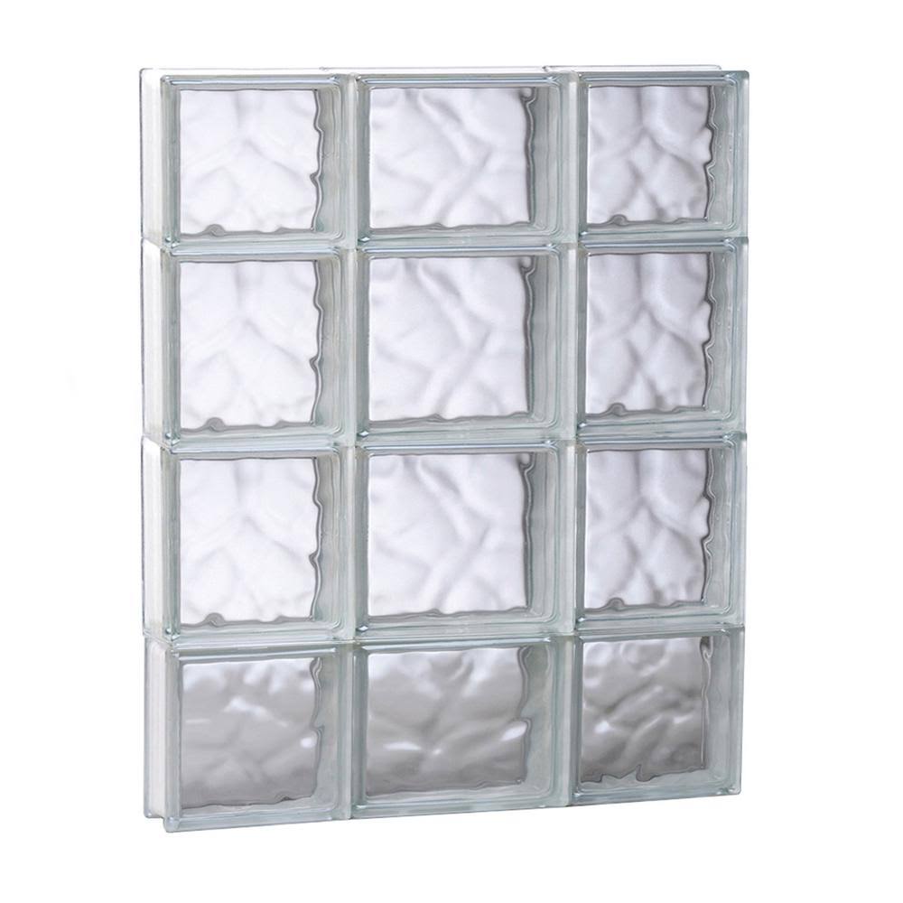 Wavy Glass Pattern Frameless Replacement Glass Block Window (Rough Opening: 19.7500 in x 27.5000 in; Actual: