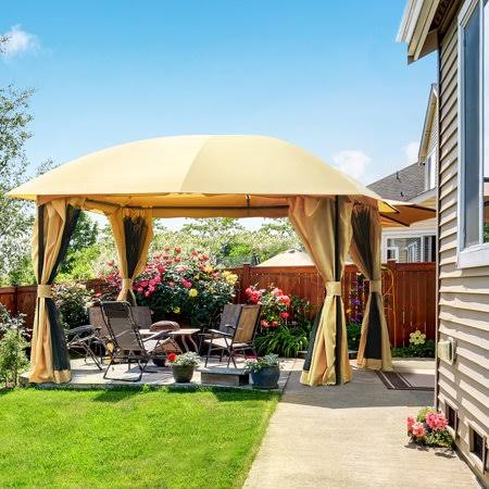 12x12 Metal Gazebo with Mosquito Netting Sidewalls Screened Gazebo Canopy Pergola for Deck Patio and Backyard