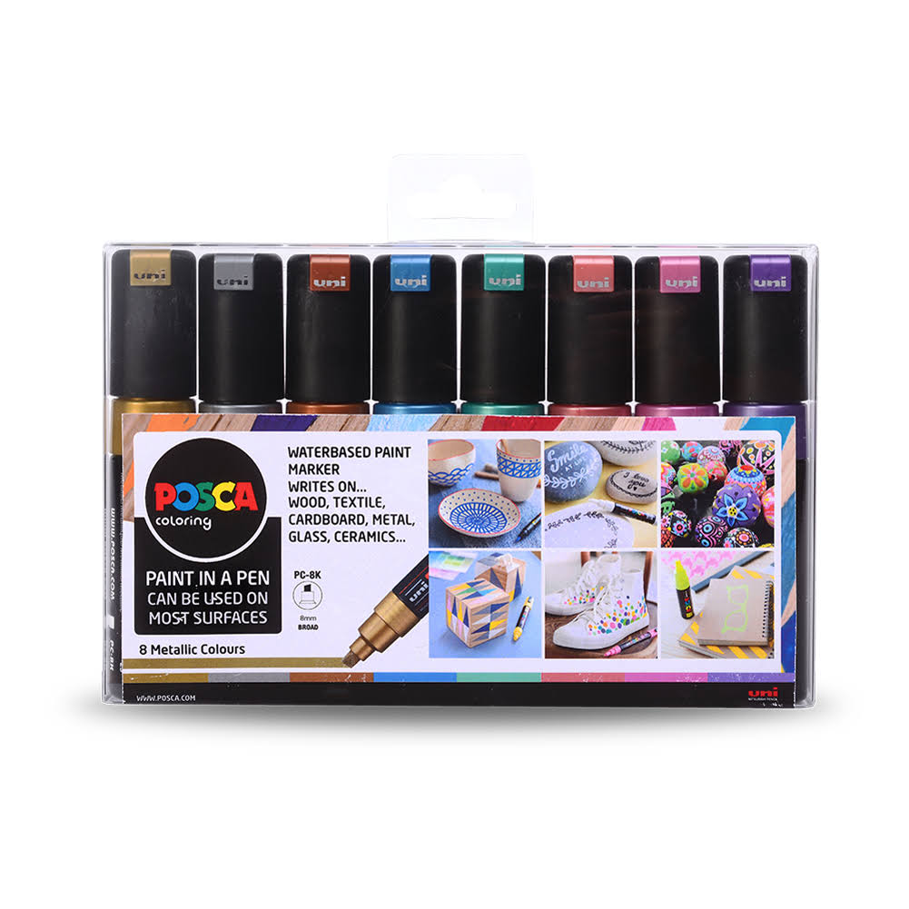 153544856 8 mm Broad Chisel Acrylic Tip Waterbased Paint Marker Assorted Colours (Pack of