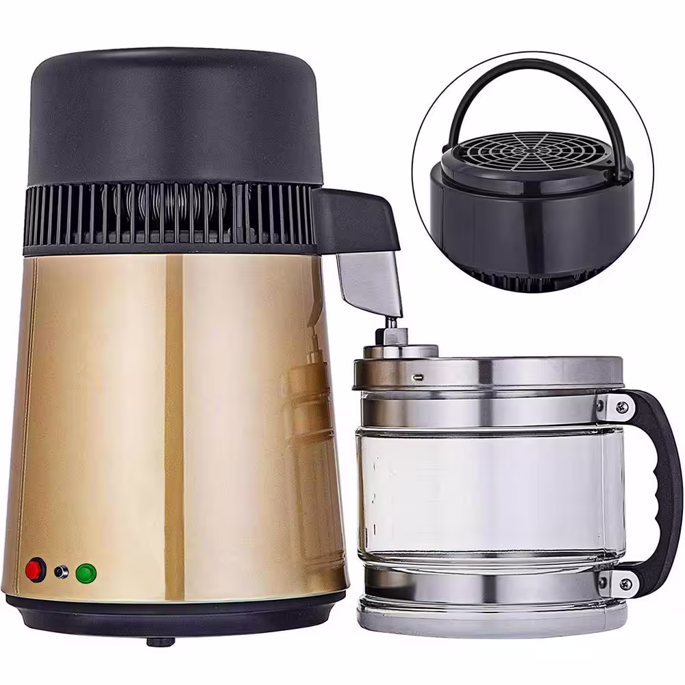 Water Distiller 1.1 Gal. 304 Stainless Steel Distilled Water Maker 750 Watt Dual Button Distilled Water Machine