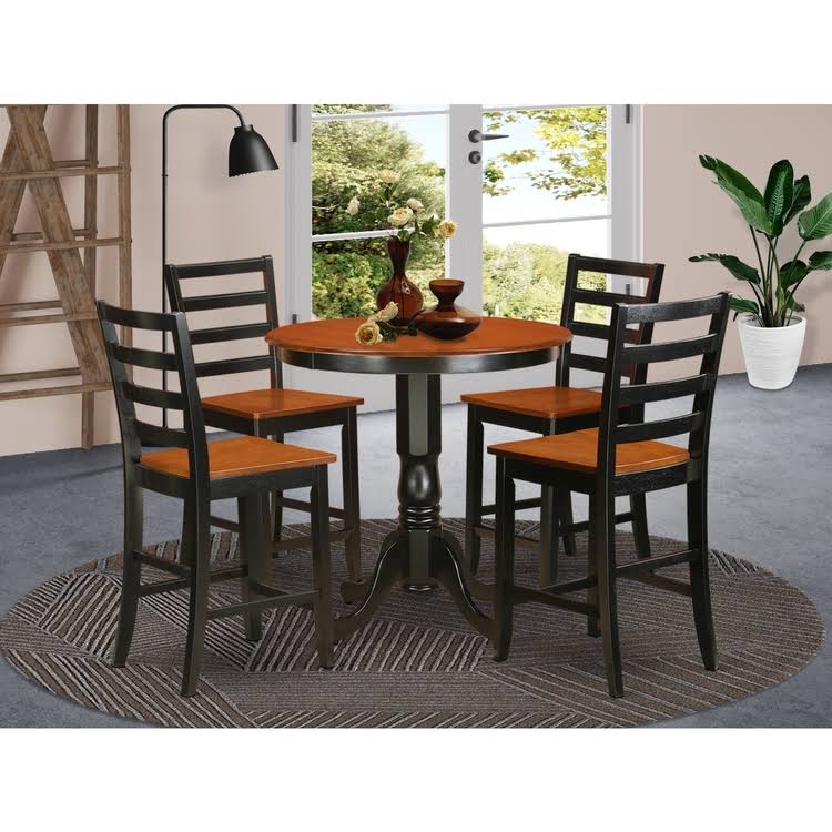 West Furniture Jackson 5 Piece Counter Height Dining Table Set Pub Table and 4 Bar