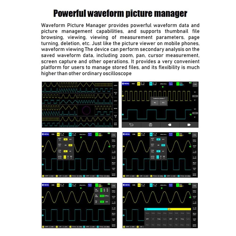2 Channels 100MHz Band Width 1GSa/s Sampling Rate Oscilloscope with 7 inch Color TFT LCD Touching Screen