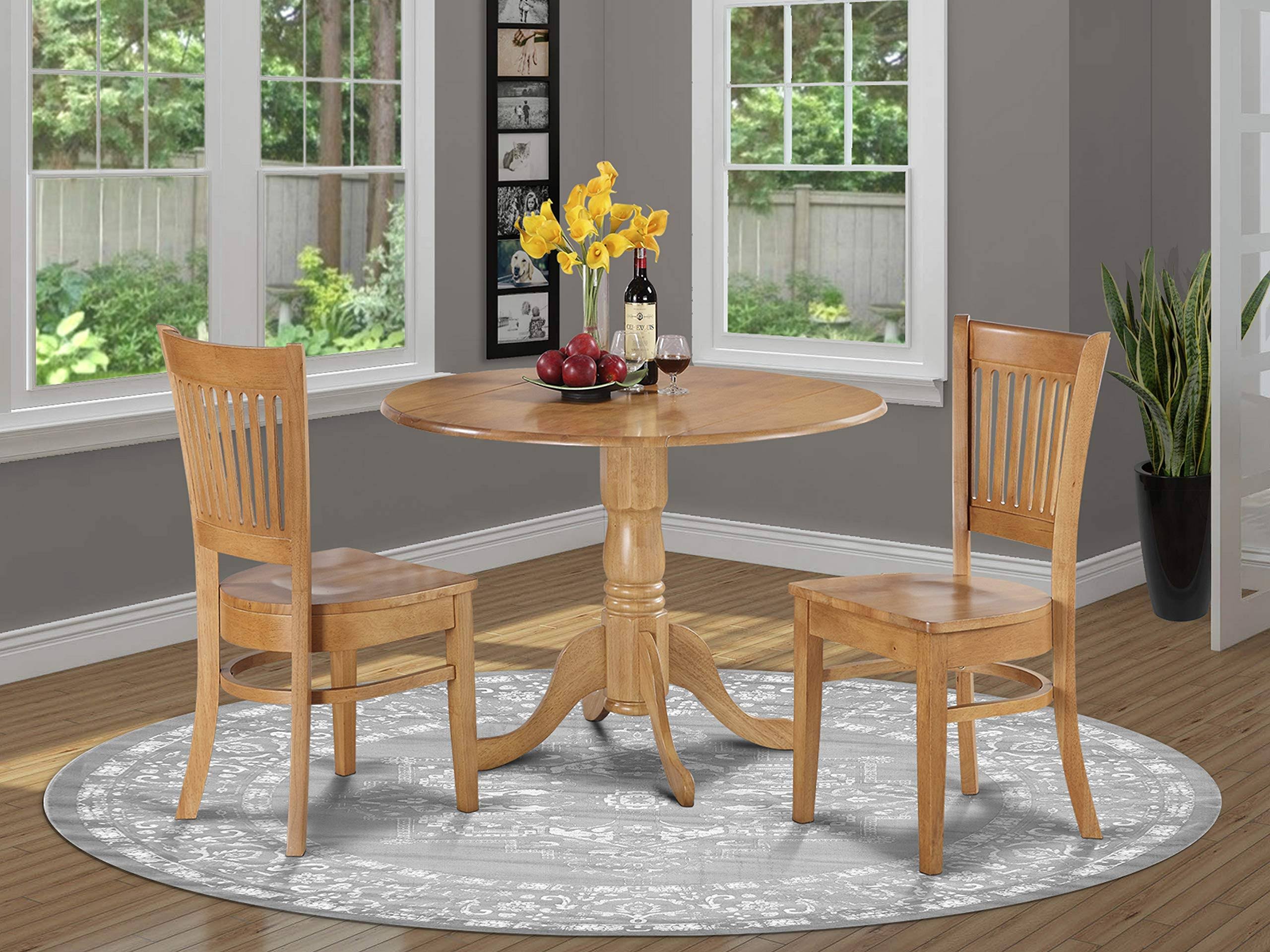 West Furniture 3 PC Kitchen NOOK Dining Set Small Table and 2 Dinette Chairs