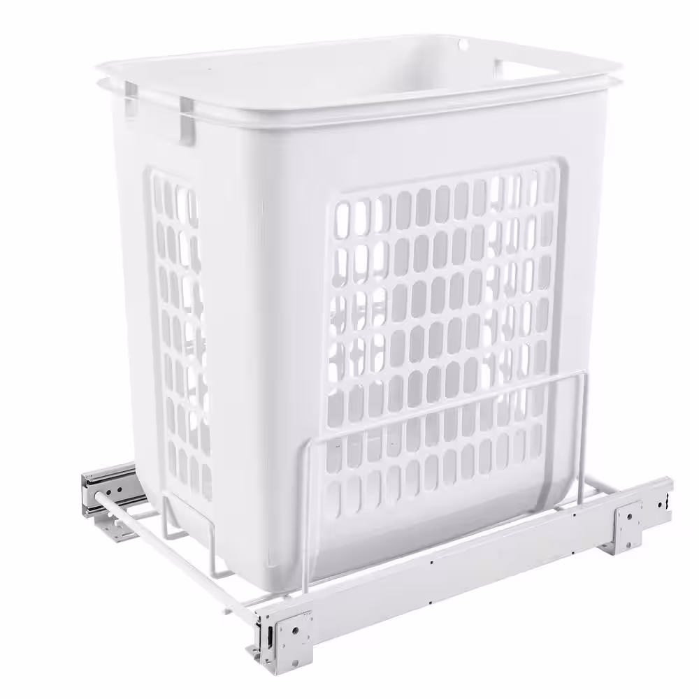 19.25 in. H x 14.25 in. W x 20 in. D Deep White Polymer Pull Out Hamper with Full Extension