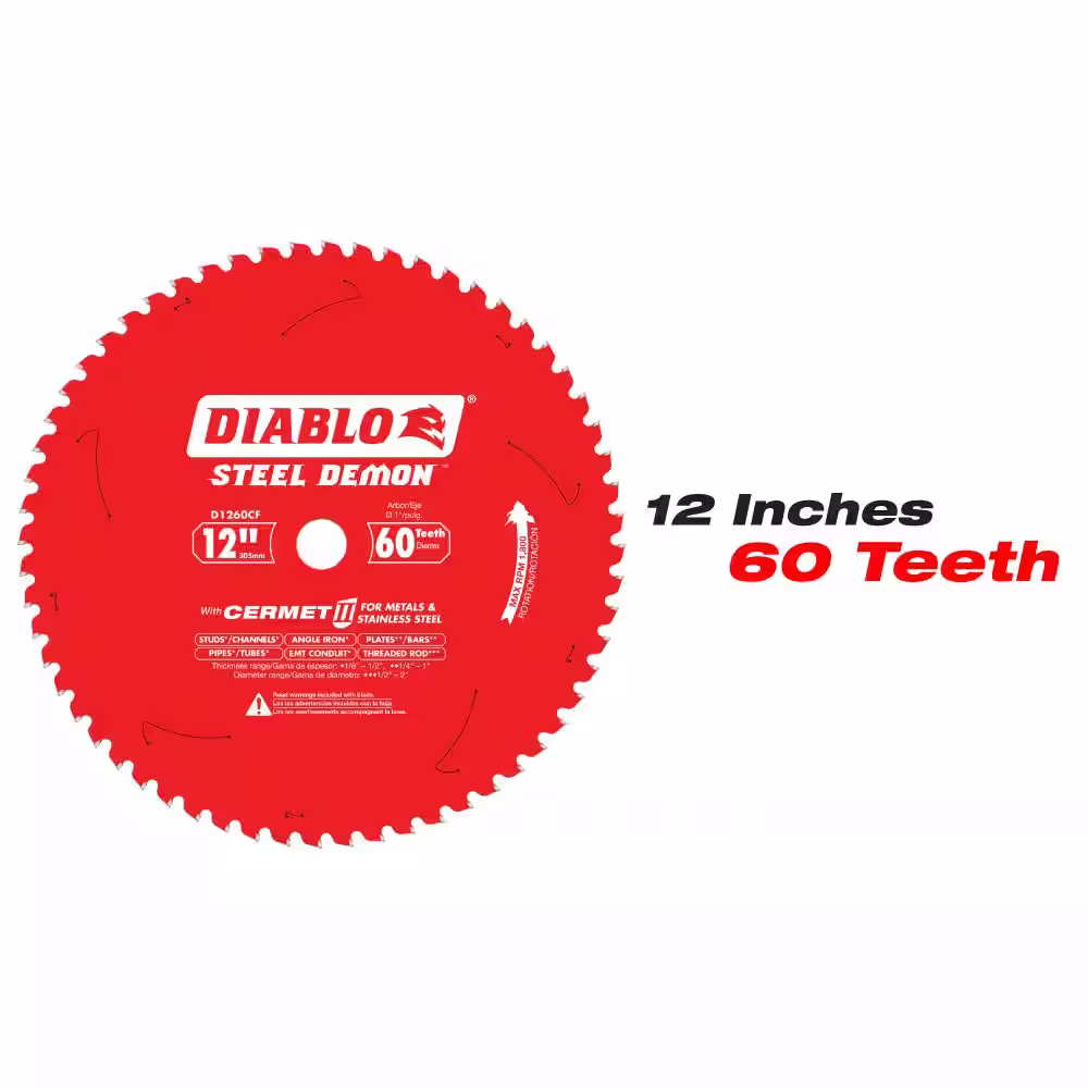 12 in. x 60 Tooth and 12 in. x 80 Tooth Steel Demon Cermet II Metals and Stainless Steel Circular Saw Blades