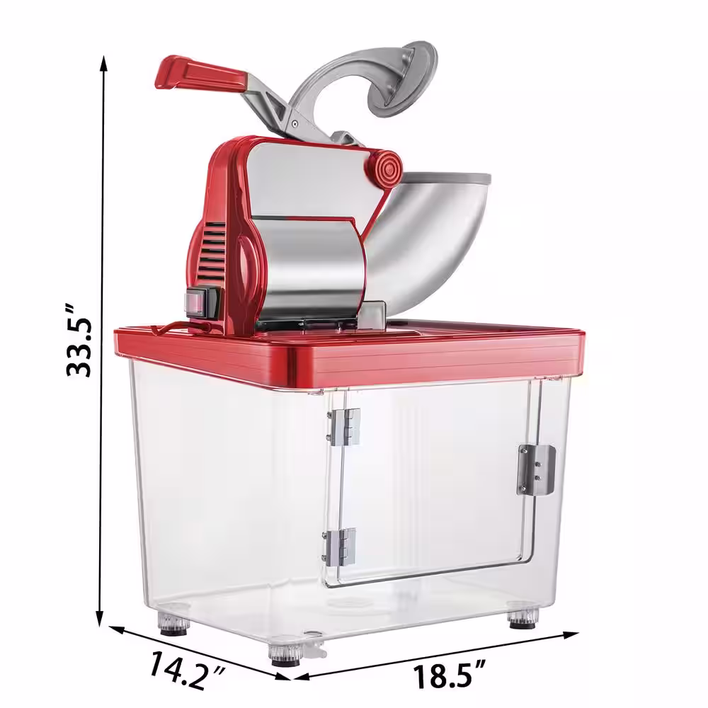 1150 oz. Commercial Ice Crusher 440 LBS/H 300W Red Snow Cone Machine Stainless Steel Shaved Ice Machine