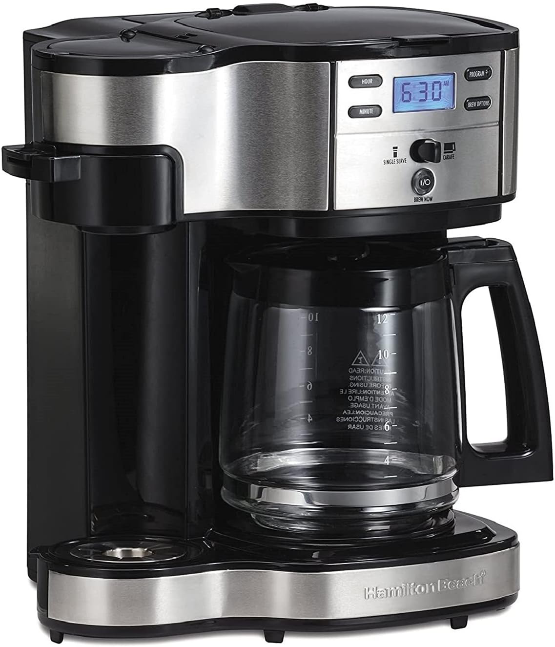 Beach 2 Way Brewer Coffee Maker Single Serve and 12 Cup Pot Stainless Steel (49980A)