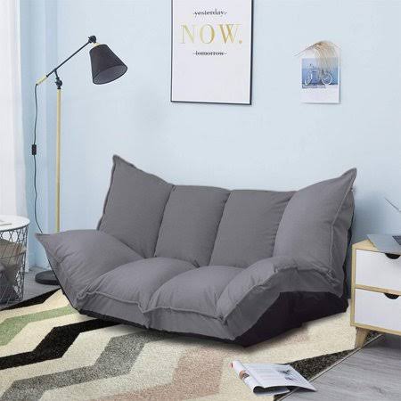 Sofa Futons Sets Folding Sofa Bed Adjustable Sofa TV Floor Couch Dark Grey